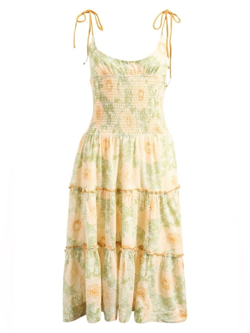 Free People Adriel Tie Strap Tiered Midi Dress M
